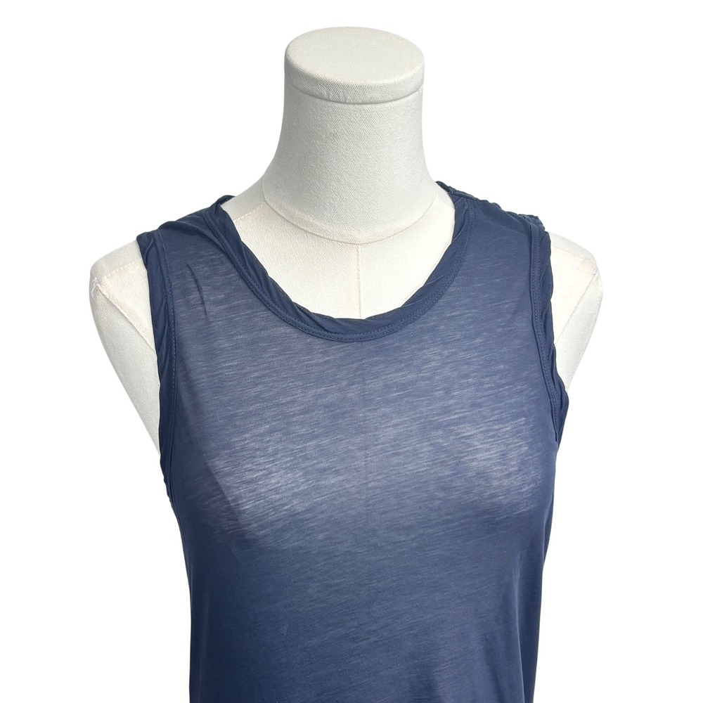 James Perse Tank Top Navy Blue Cotton Slub Jersey Minimalist Women Size 2 - Picture 2 of 7